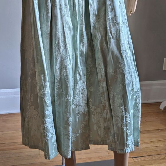 Vintage 90s Sarah Richards Maxi Dress Sage Green Floral Embossed Cottagecore 11 - Picture 6 of 14